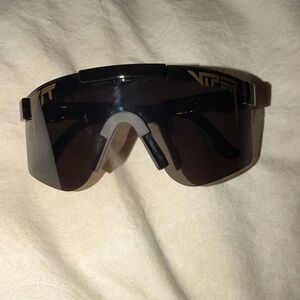 Pit Viper Shield Sunglasses in Black with Gold Accents